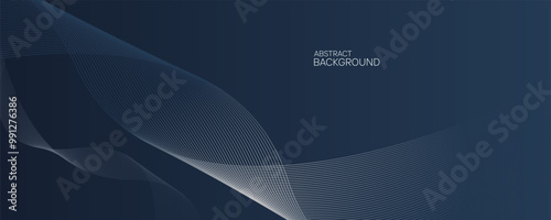 A dark blue background with soft white flowing lines.