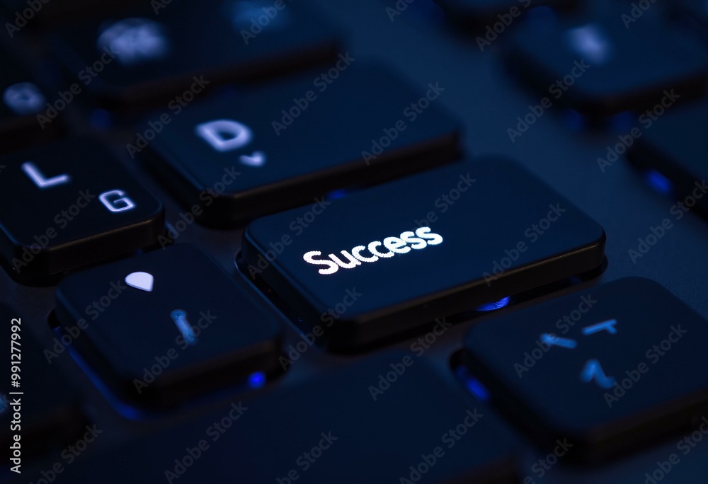 Close-up of Keyboard Featuring Success Key Close-up of Keyboard Featuring Success Key