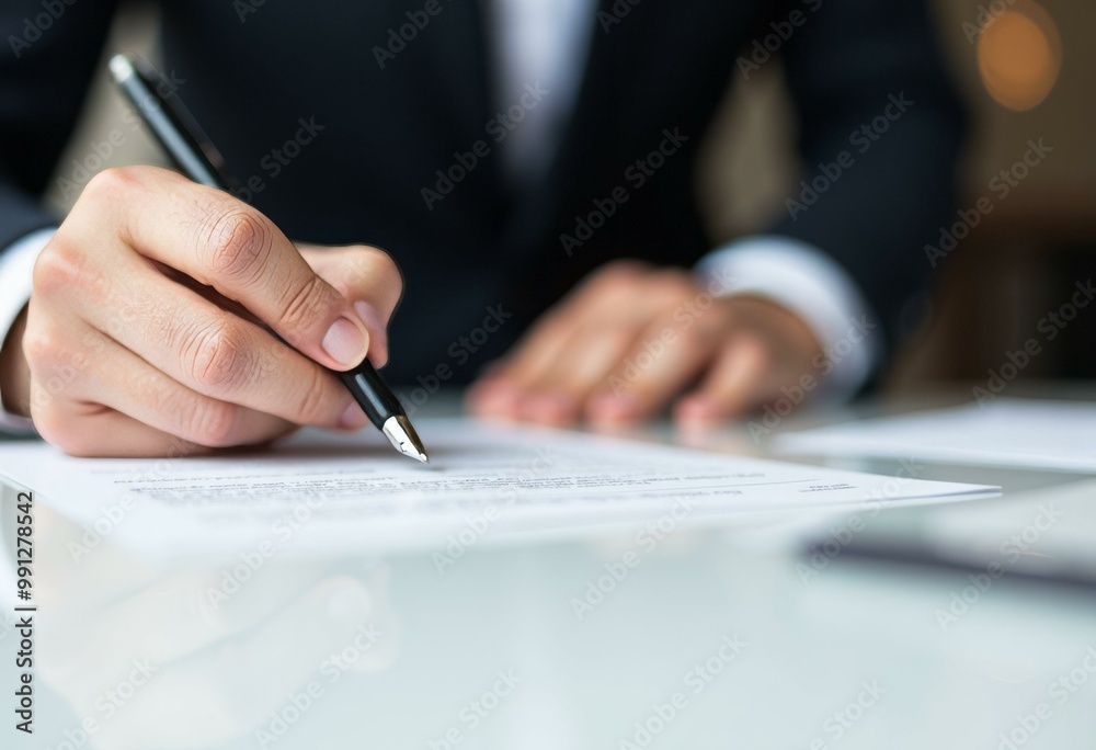 Signing a Contract with a Black Pen