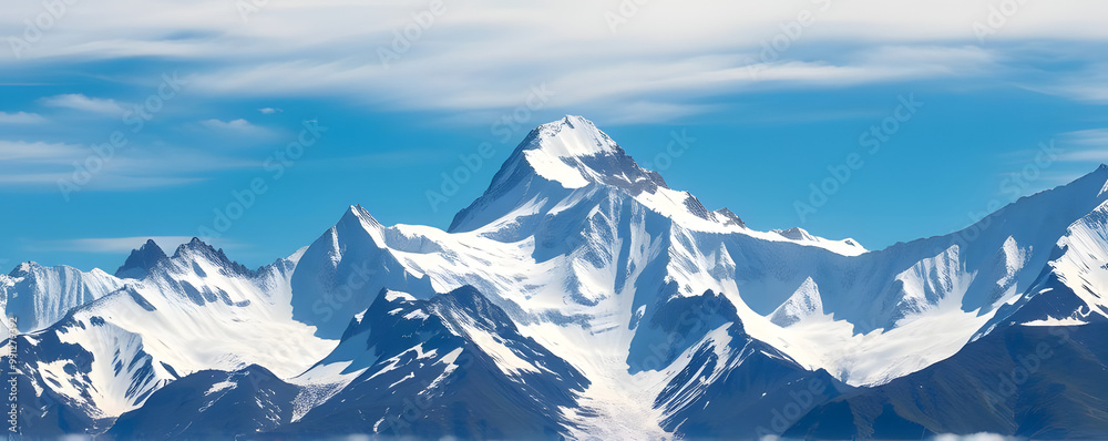 Fototapeta premium Stunning view of snow-covered mountains under a clear blue sky