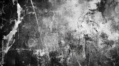 Distressed black and white background with heavy scratches and cracks, creating a retro paper and film effect overlay