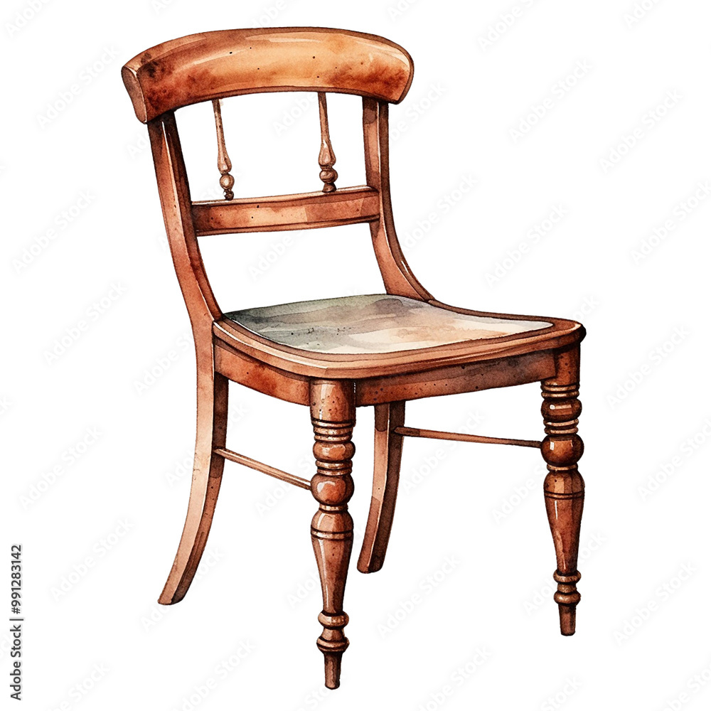Wooden chair with a classic design isolate on transparent background