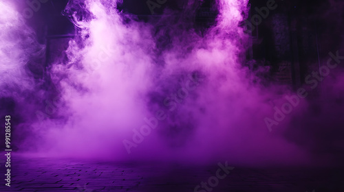 Purple Smoke Billowing on a Dark Stage