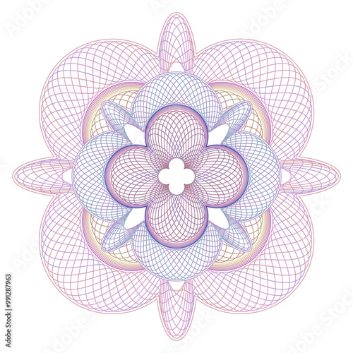 An ornamental guilloche rosette. A vector image.