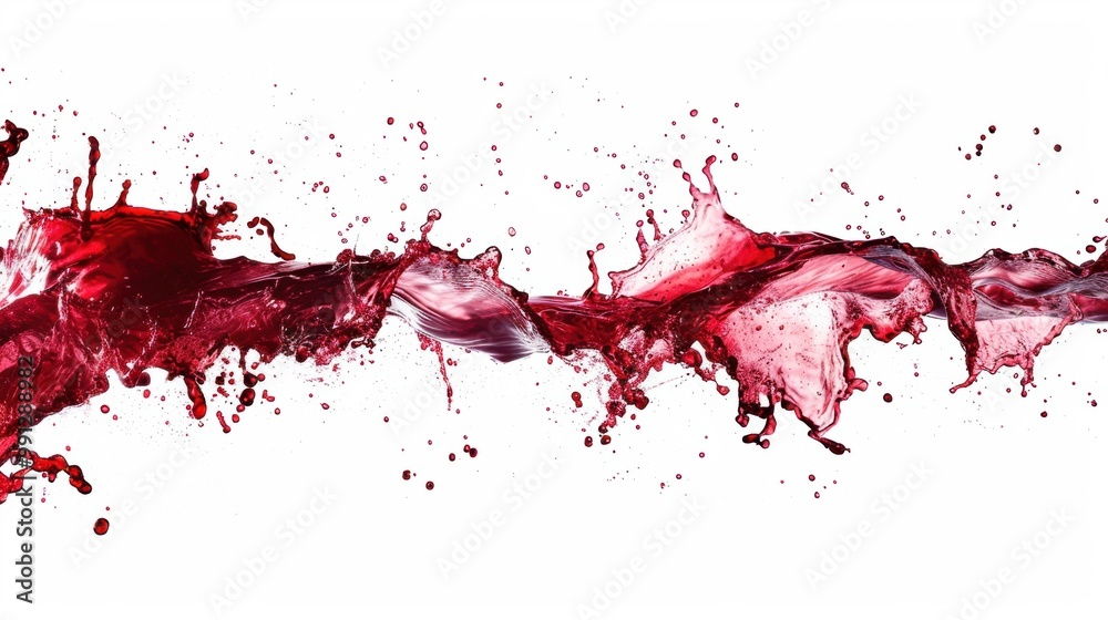 Fototapeta premium Red wine splash texture over white background