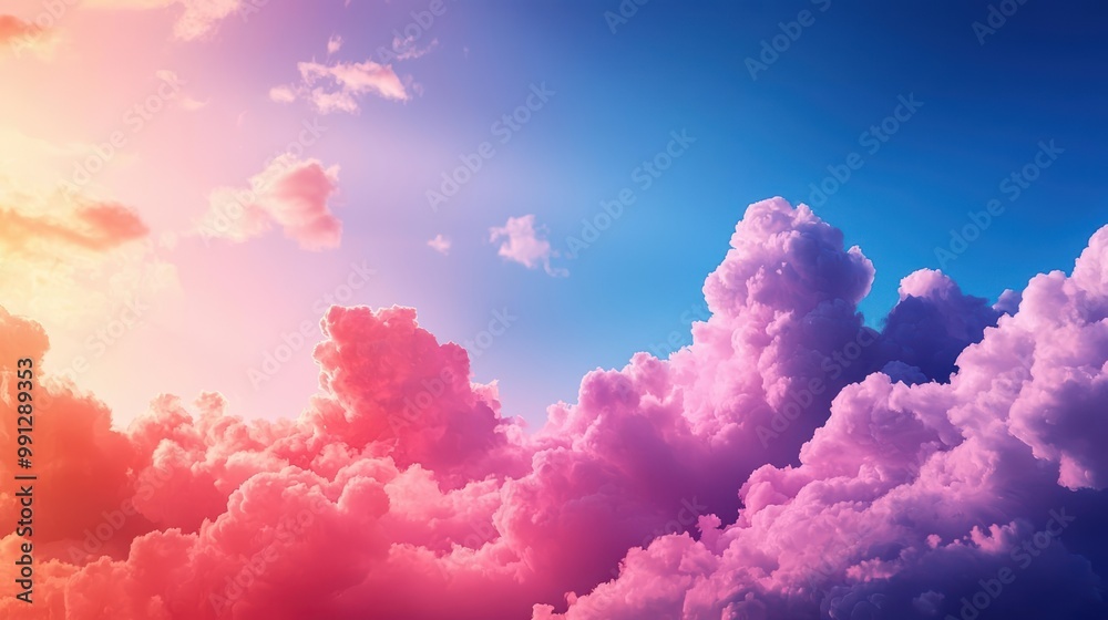 Colorful clouds at sunset creating a serene and vibrant atmosphere. Colorful clouds at sunset creating a serene and vibrant atmosphere.