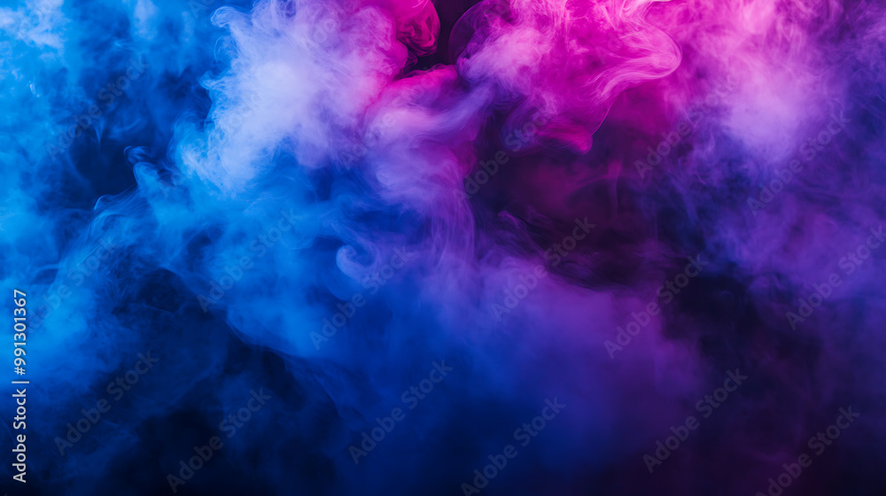 Deep blue and purple smoke blending on a stage, creating a rich, atmosphere Deep blue and purple smoke blending on a stage, creating a rich, atmosphere