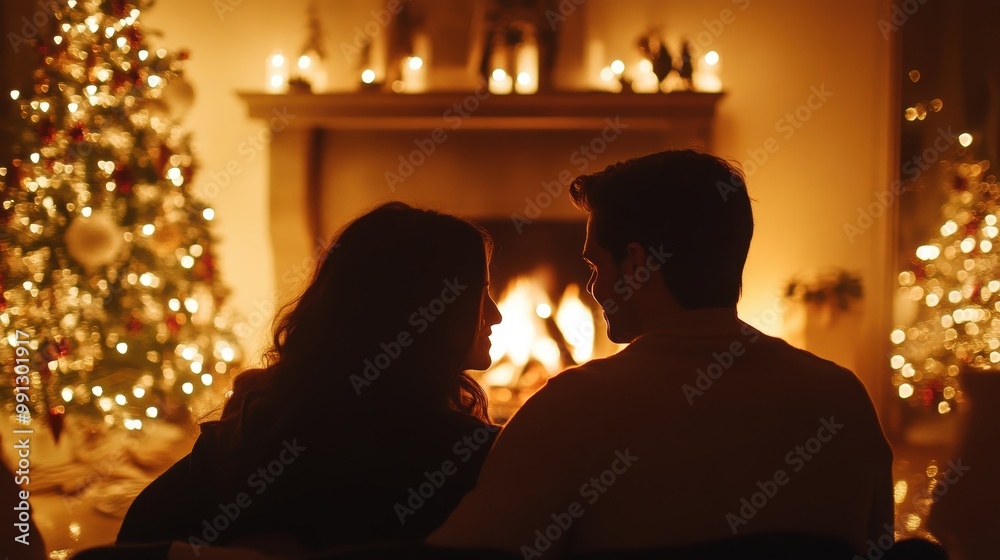 Intimate Moment Between a Couple by the Fireplace Intimate Moment Between a Couple by the Fireplace