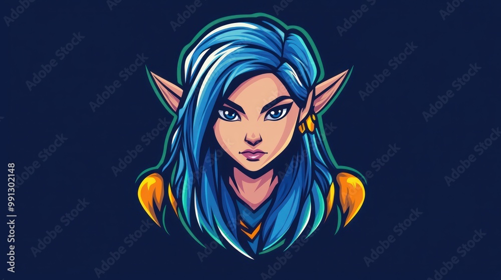 Fantasy ELF woman head logo sport design mascot gaming e-sport template background wallpaper AI generated image Fantasy ELF woman head logo sport design mascot gaming e-sport template background wallpaper AI generated image