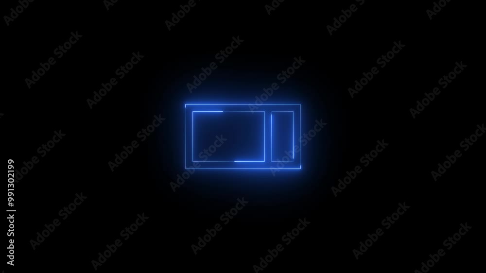 Neon dock right icon glowing black background animation Neon dock right icon glowing black background animation
