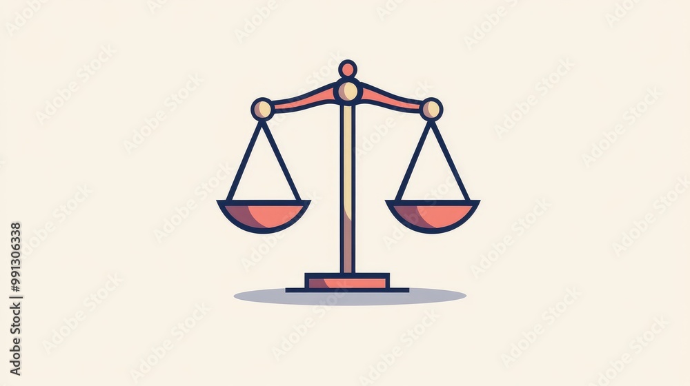 Justice scales icon in sleek design, representing legal fairness and balance, with a minimalist aesthetic