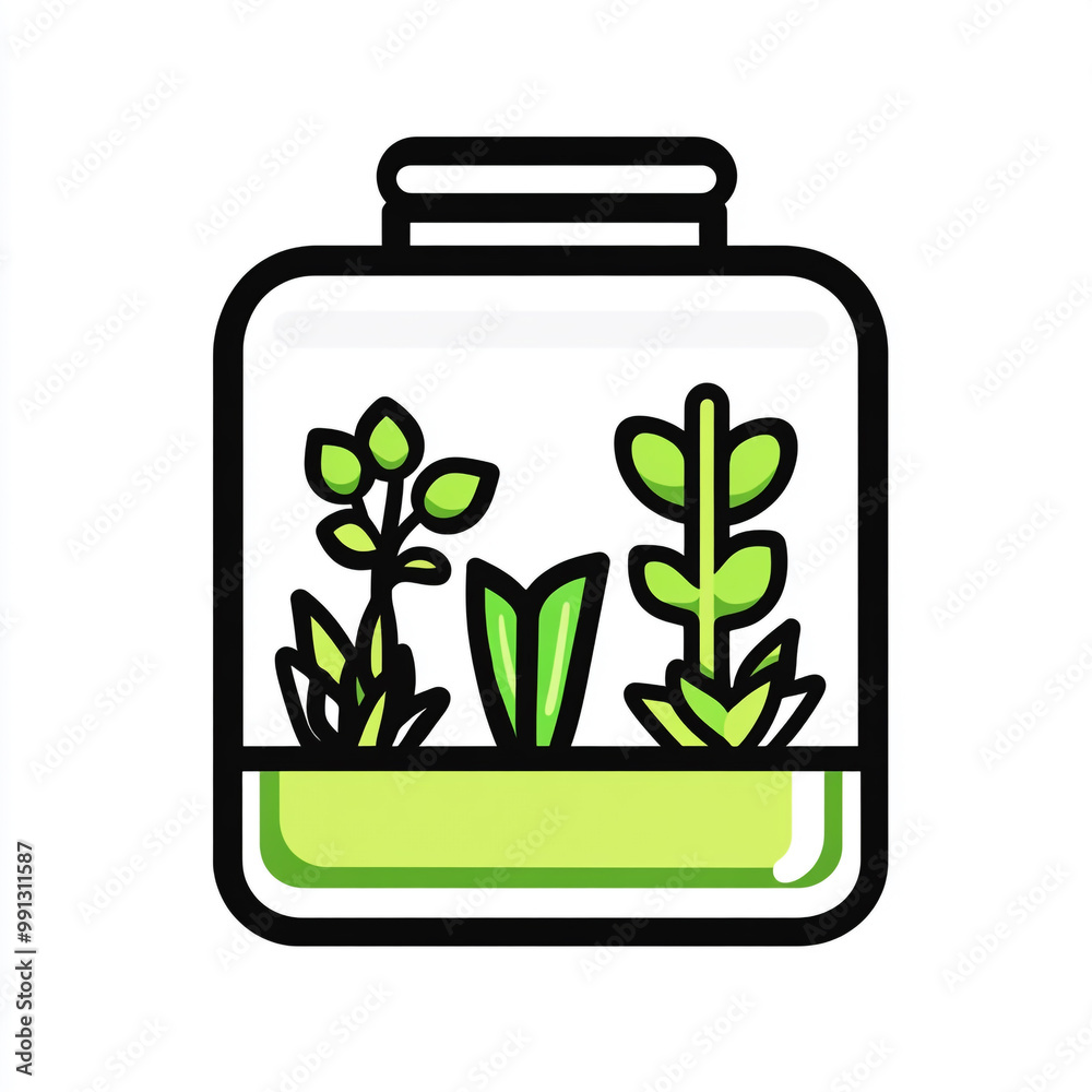 An illustration icon of a terrarium, with simple line art and color on a white background.
An illustration icon of a terrarium, with simple line art and color on a white background.