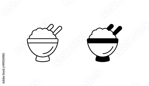 Rice Bowl icon design with white background stock illustration
