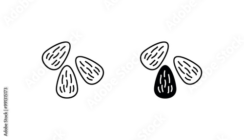 Almonds icon design with white background stock illustration