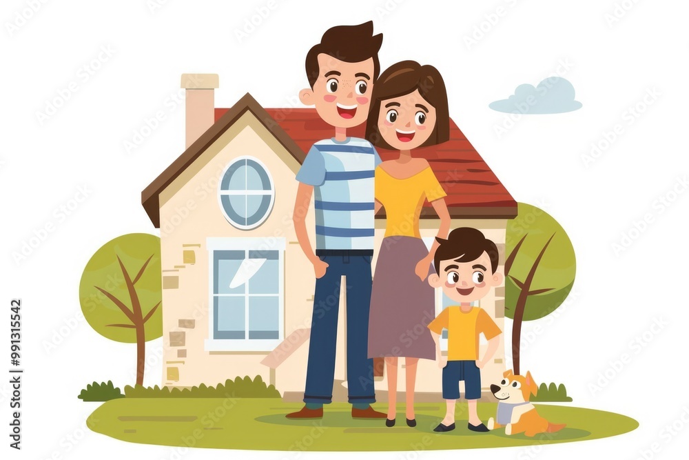 Mother Father. Happy Young Family With Children in Secure Home, Full of Love and Joy Mother Father. Happy Young Family With Children in Secure Home, Full of Love and Joy