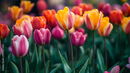 A field of tulips in full bloom, their colours representing the joy and beauty of a smile