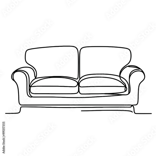 A couch with two cushions and a backrest. The couch is white and has a simple design