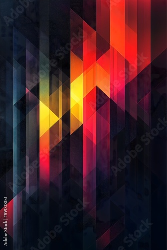 Abstract Geometric Shapes: A captivating interplay of vibrant hues and geometric forms creates a mesmerizing visual tapestry.  The abstract design evokes a sense of energy, dynamism, and modern sophis photo