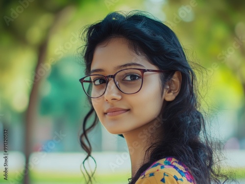 Elegant Portrait of a Woman in Prescription Glasses