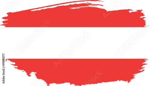 Hand drawn brush stroke flag of Austria illustration on white background