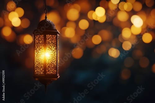 Wallpaper Mural A lantern with a light shining through it is hanging from a string Torontodigital.ca