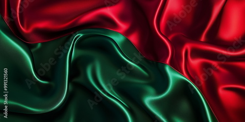 Green and red silk folds