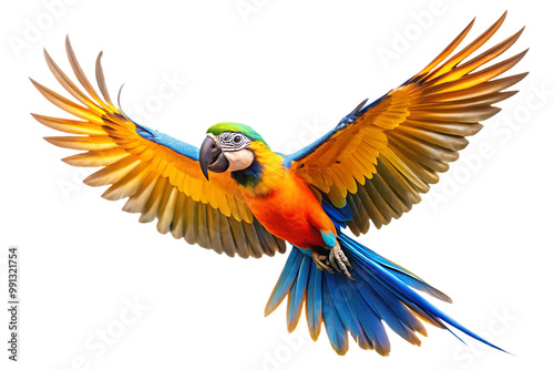 flying Moroccan parrot isolated on white background 