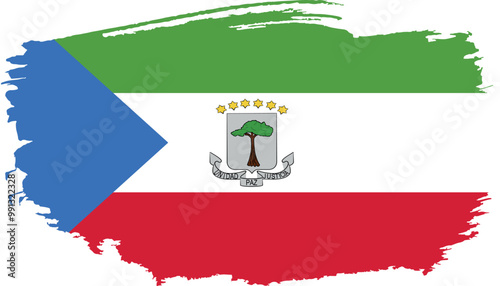 Hand drawn brush stroke flag of Equatorial Guinea illustration on white background photo