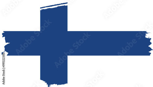 Hand drawn brush stroke flag of Finland illustration on white background