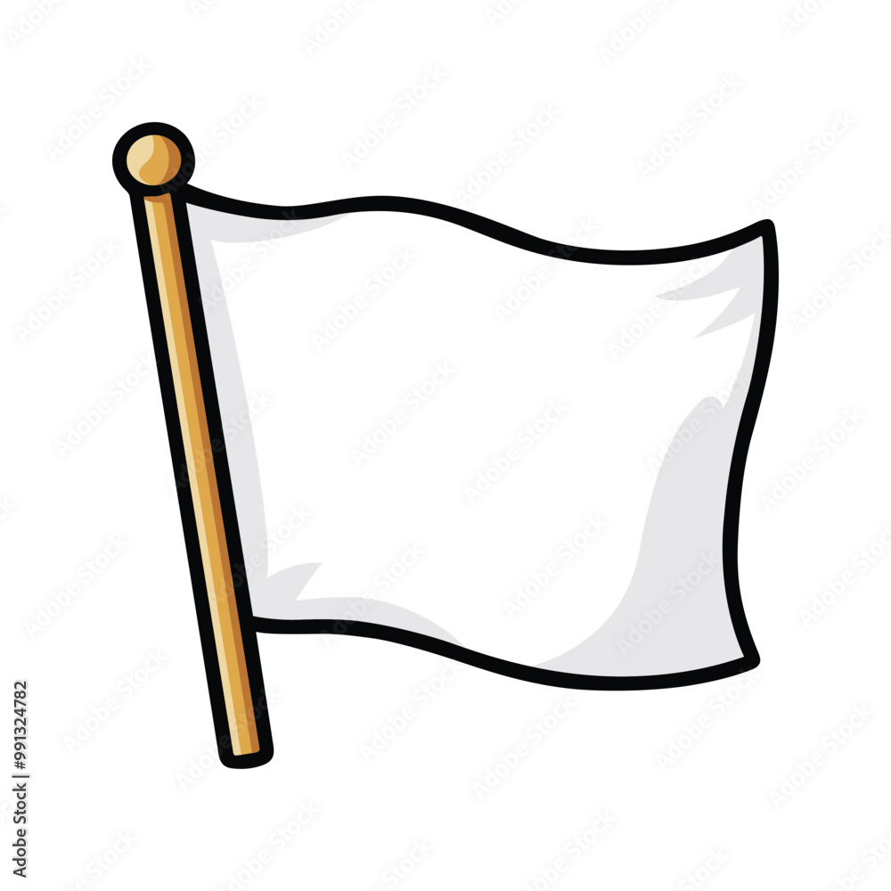 White flag waving in cartoon style White flag waving in cartoon style