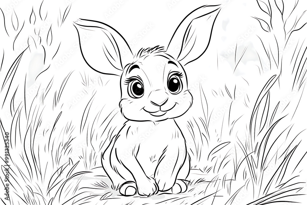 Naklejka premium Playful Joey Cartoon Colouring Page for Kids