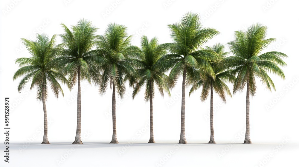 Obraz premium Vector illustration of coconut tree with leaf closeup view