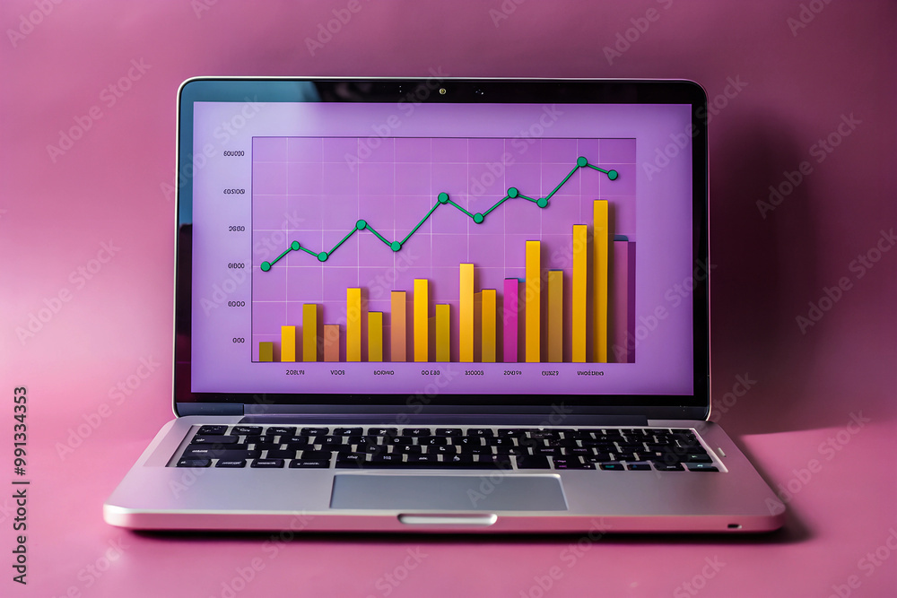 laptop screen displays website traffic metrics, graphs, and analytics for blog ranking and visitor statistics. laptop screen displays website traffic metrics, graphs, and analytics for blog ranking and visitor statistics.