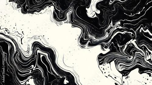 abstract black marble or epoxy textures on a white background photo