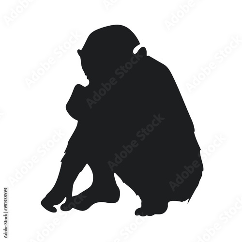 chimpanzee monkey silhouette vector illustration transparent background