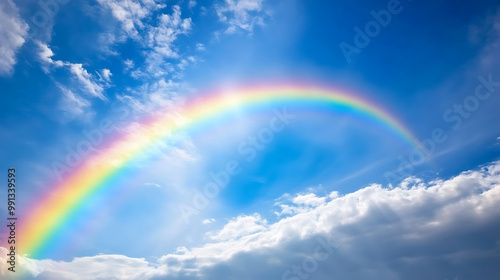 Rainbow arching across a blue sky after a storm, symbolizing hope and the joy of a smile