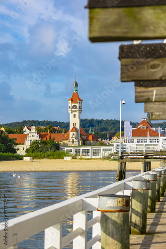 View from the pier on the beautiful architecture of Sopot, Poland