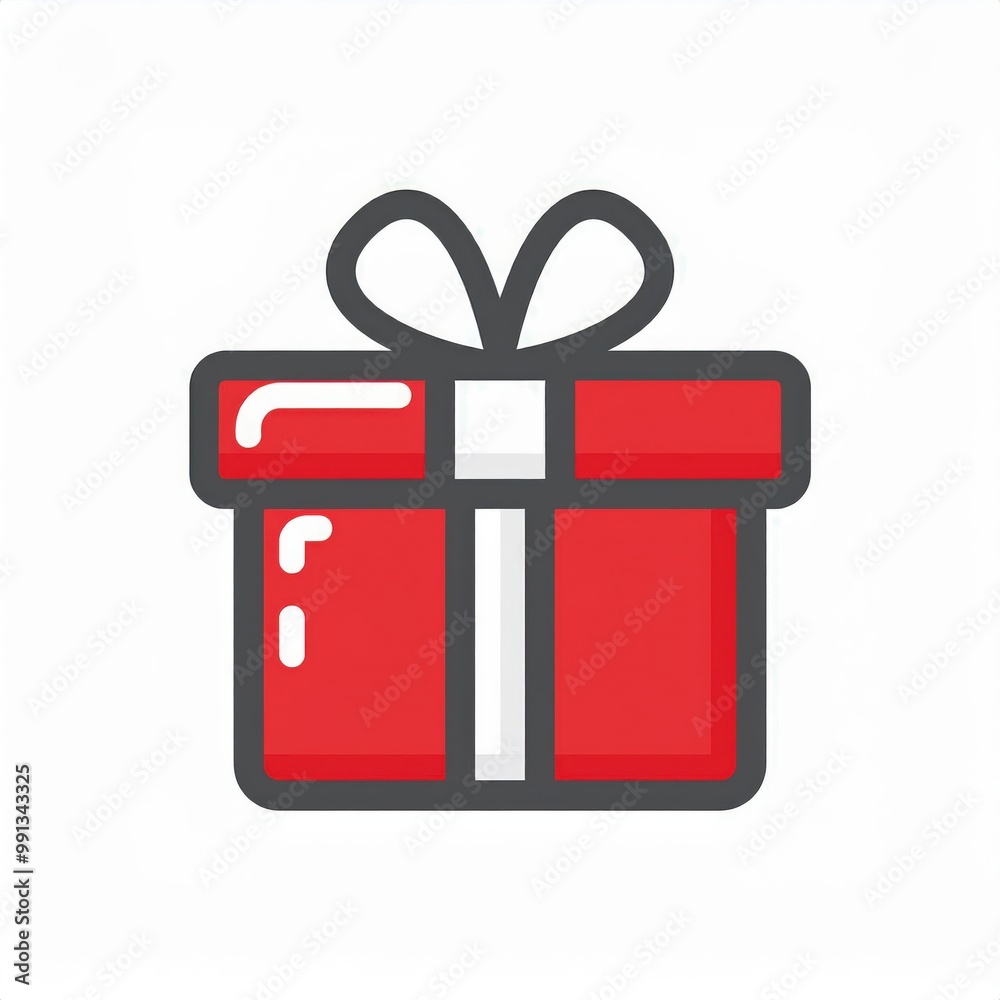 Bold Red Christmas Gift Box with White Ribbon and Bow Icon. Minimalist, High-Contrast Illustration of a Present, Perfect for Celebrating Holidays, Birthdays, and Special Occasions Clean, Modern Style Bold Red Christmas Gift Box with White Ribbon and Bow Icon. Minimalist, High-Contrast Illustration of a Present, Perfect for Celebrating Holidays, Birthdays, and Special Occasions Clean, Modern Style