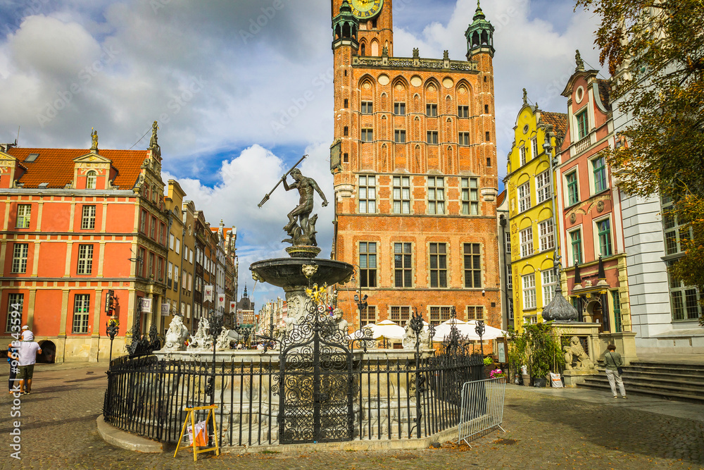 Fototapeta premium Neptune Fountain in Gdansk, Poland