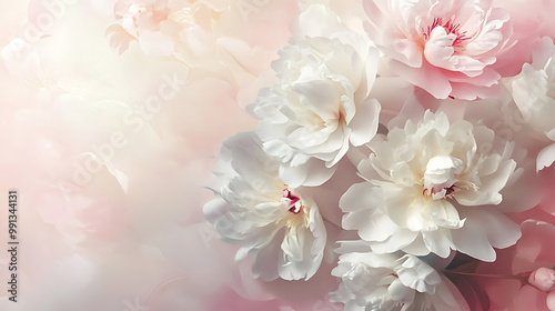 Fototapeta Naklejka Na Ścianę i Meble -  background with white peonies and soft, dreamy colours