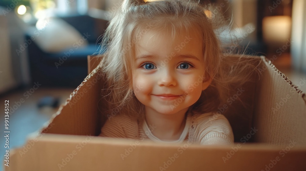 Innocent Joy and Curiosity: Toddler in a Cardboard Box Innocent Joy and Curiosity: Toddler in a Cardboard Box
