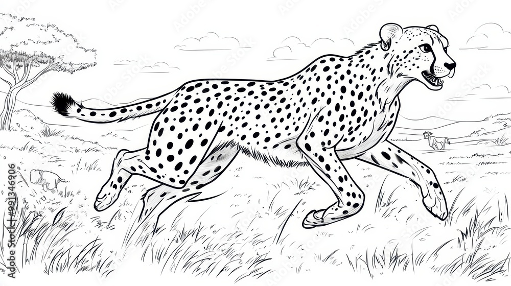 Fototapeta premium Cheetah Running Through the Grass