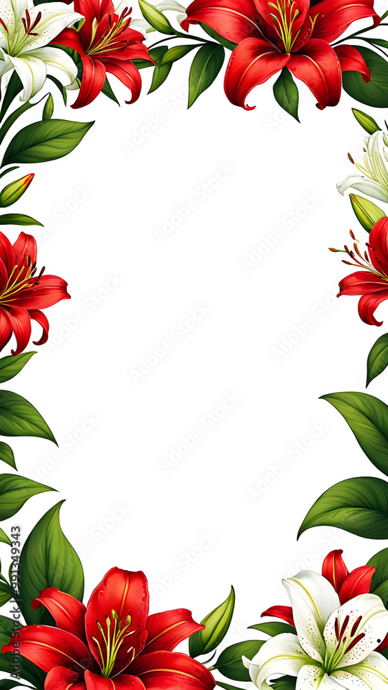 Fototapeta premium Beautiful flower frame PNG transparent background