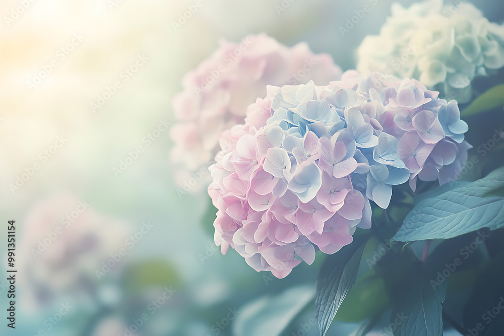 background with soft pastel hydrangeas and gentle, calming colours background with soft pastel hydrangeas and gentle, calming colours