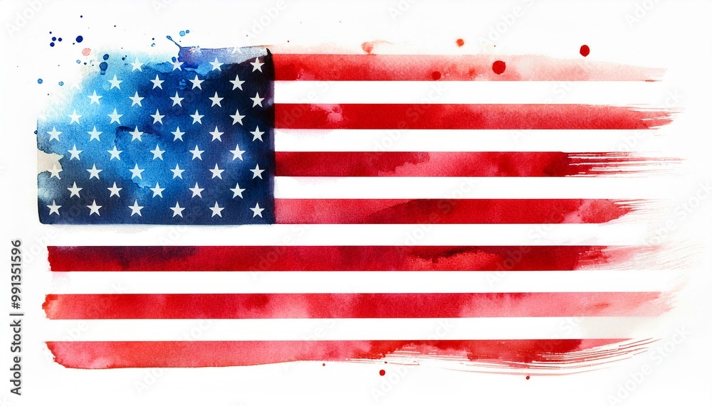 水彩画のアメリカの国旗(Watercolor United States of America flag.)
