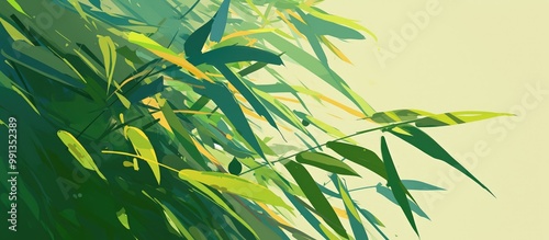 Painting of a green papyrus plant