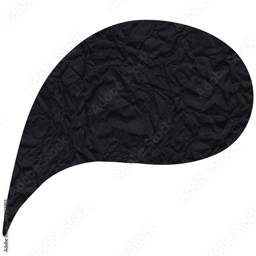 Speech bubble. Black crumpled cutout paper speech balloon. Scrapbook collage chat empty element for text or massage. Grunge style. Transparent background 