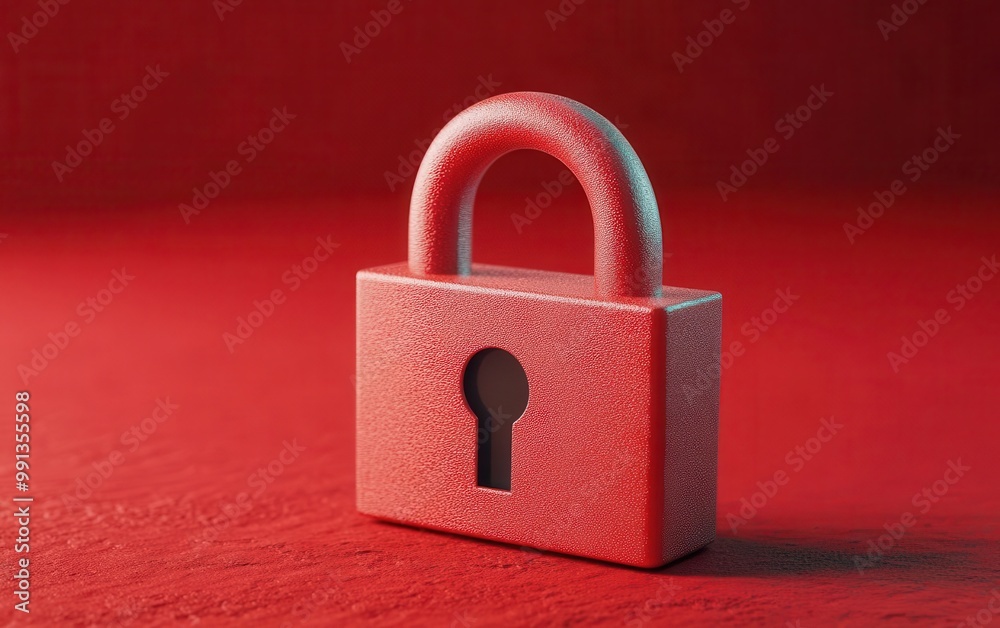 Fototapeta premium Cybersecurity padlock, shielded by firewalls and encryption codes, 3D illustration