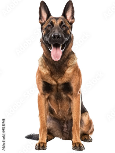 Joyful Belgian Malinois Dog Standing Isolated photo