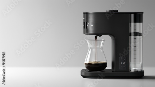 Modern Black Coffee Maker Brewing Coffee